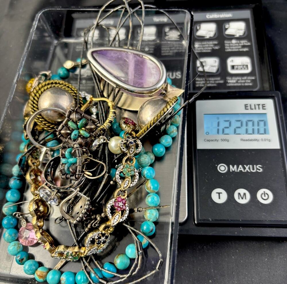 122 Grams Scrap 925 Sterling Silver Jewelry Lot - (tested+) TAXCO Native Am Turq